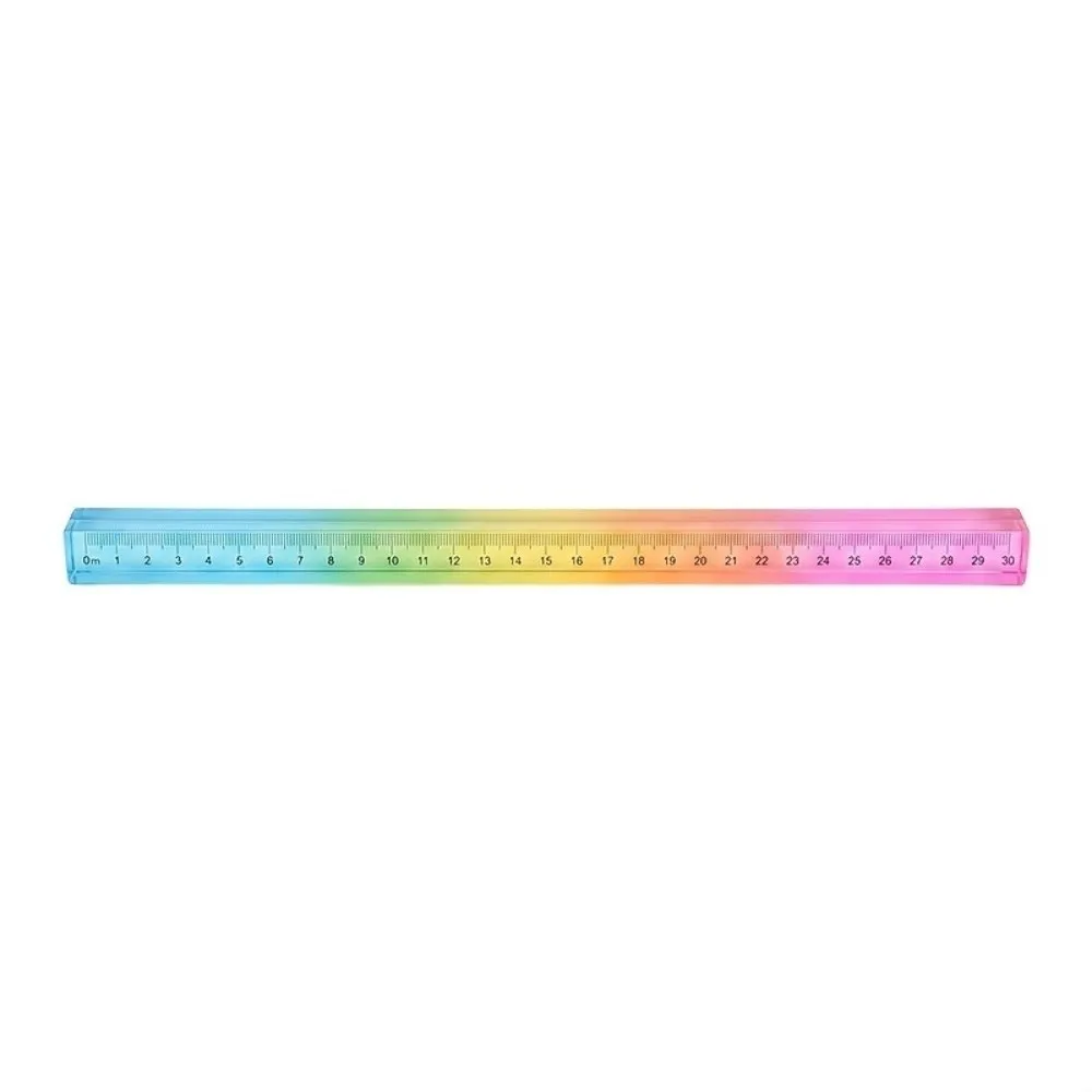 2-in-1 30cm 컬러 자 아크릴 큐브 학생용 자 기하학적 도면 도구 그리기 및 측정 용품