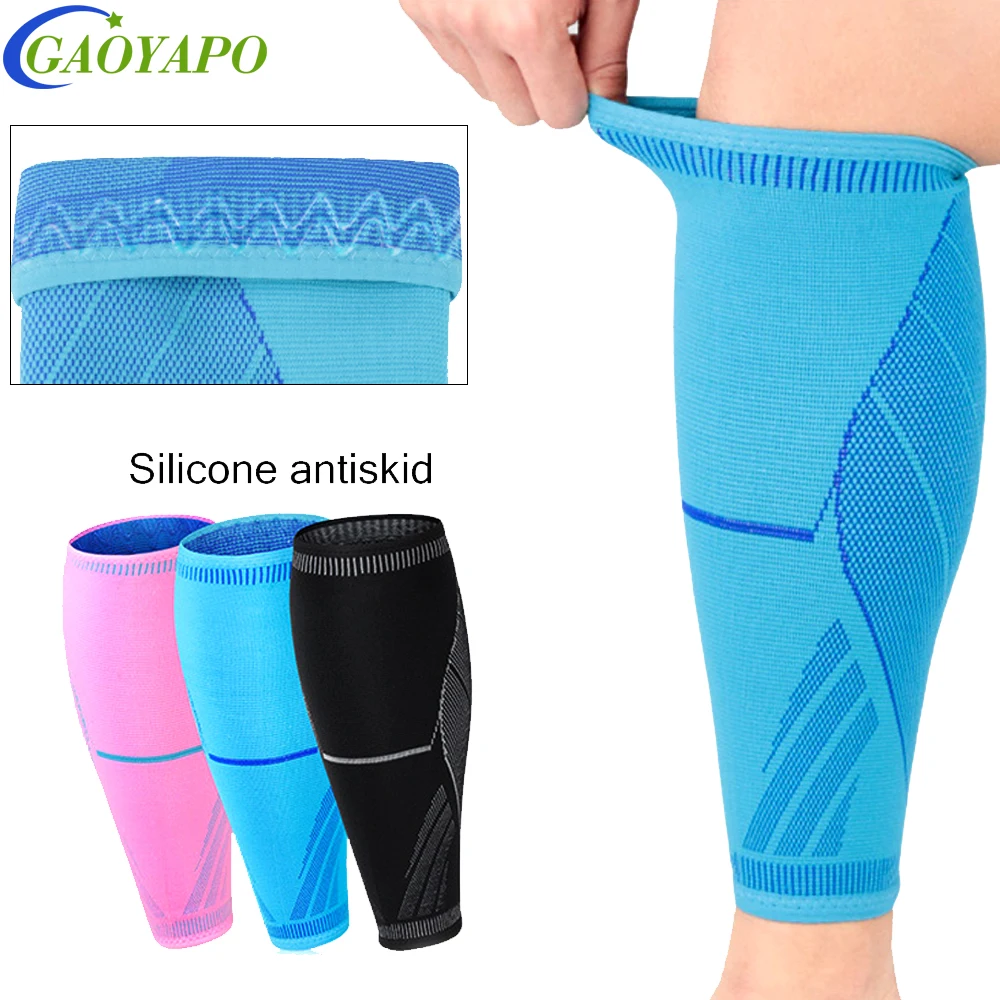 Calf Compression Sleeves Football Leg Warmers 1Pcs Professional Sport Compression Leg Sleeve Basketball Calf Support Antiskid Shin Guard Cycling Leg Warmers Sun UV Protection