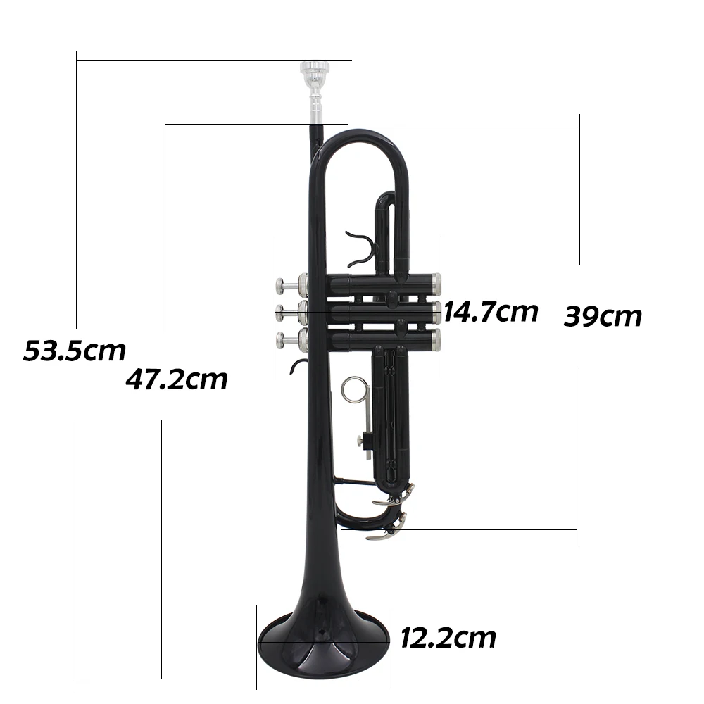 SLADE Bb Trumpet B Flat Brass Trumpet Musical Instrument Case Mouthpiece Gloves Cleaning Cloth Strap trumpet instrument