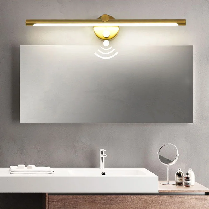 Mirror Light LED Wall Lamp With Switch Touch Dimming Motion Sensor Bathroom Wall Light 40cm 55cm AC85 - 265V Indoor Lighting