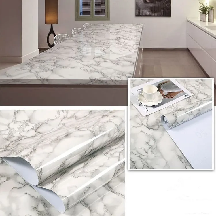 80cm Waterproof Wall Stickers Marble Vinyl Film Self Adhesive Wallpaper for Bathroom Kitchen Cupboard Countertops Contact Paper 4