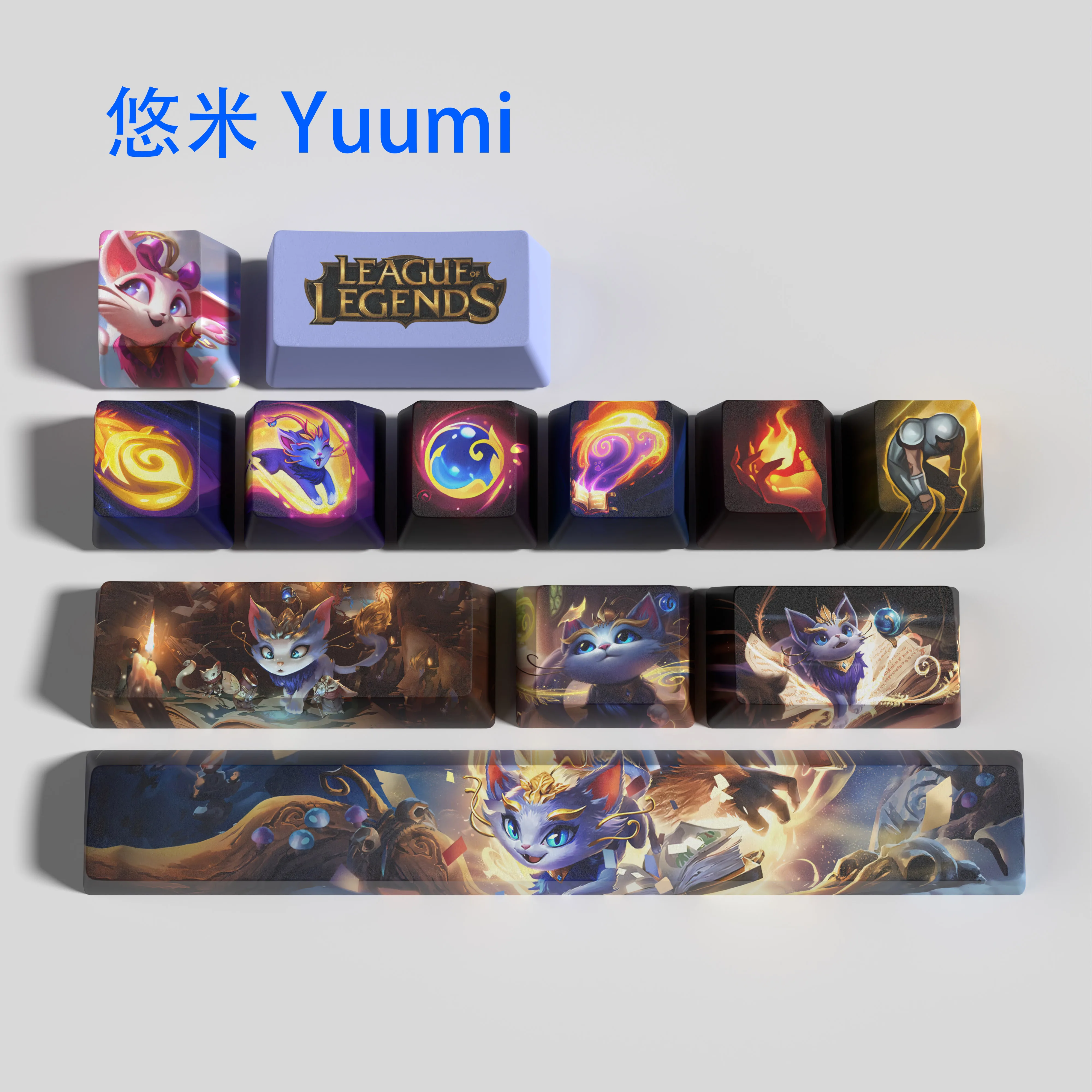 League of Legends Jogo Yuumi Keycaps Perfil Oem Pbt Dye Sub 12 Chaves - Imagem 2