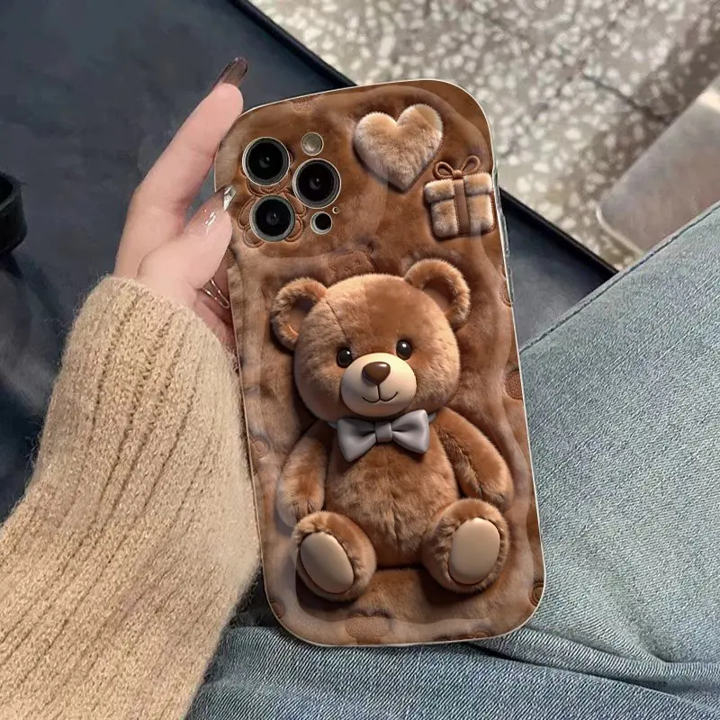 Cute Bear & Pink Heart Phone Case – Stylish and Protective Cover