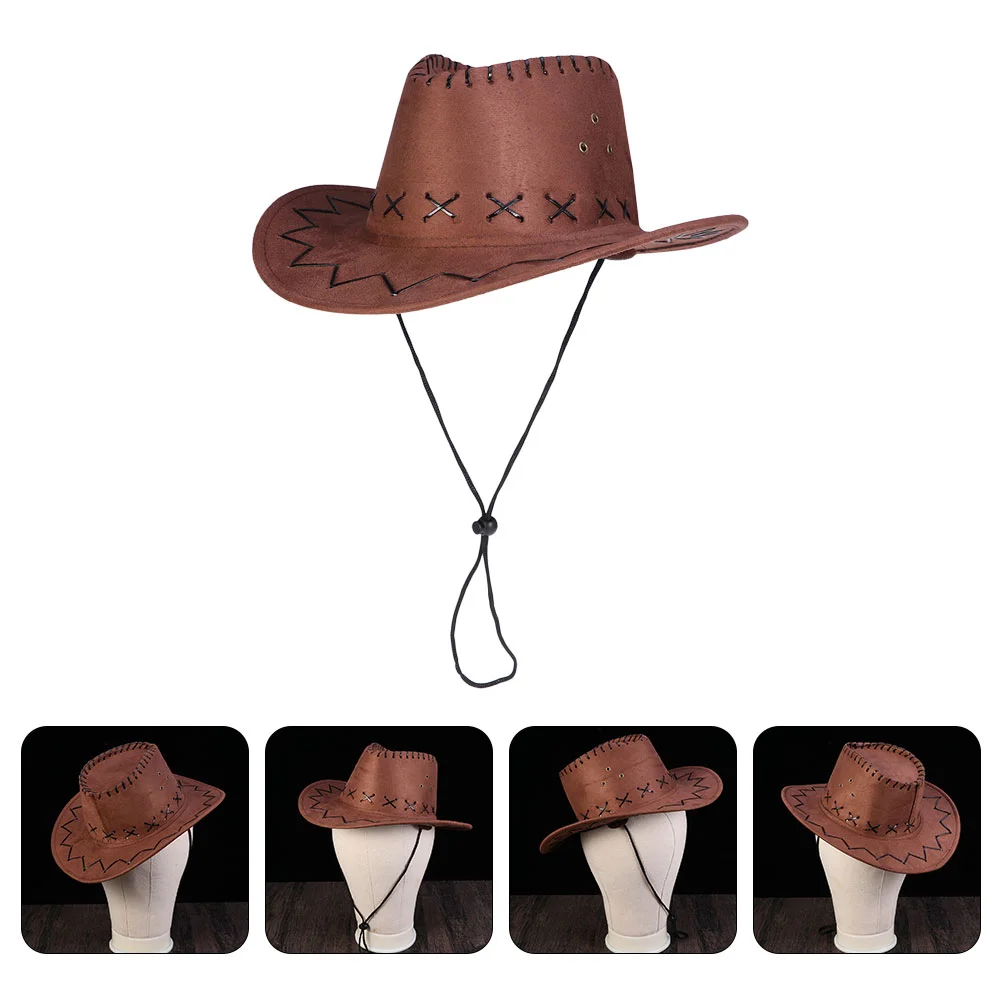 

4 Pcs Big Eaves Children's Cowboy Hat Ladies Men and Women Kids Dress Straw Polyester for