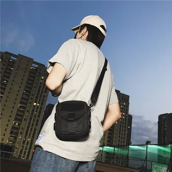 패션 남자 메신저 가방 캔버스 핸드폰 어깨 가방 작은 Crossbody 팩 작은 여행 허리 팩 캐주얼 가슴 주머니 Backpak