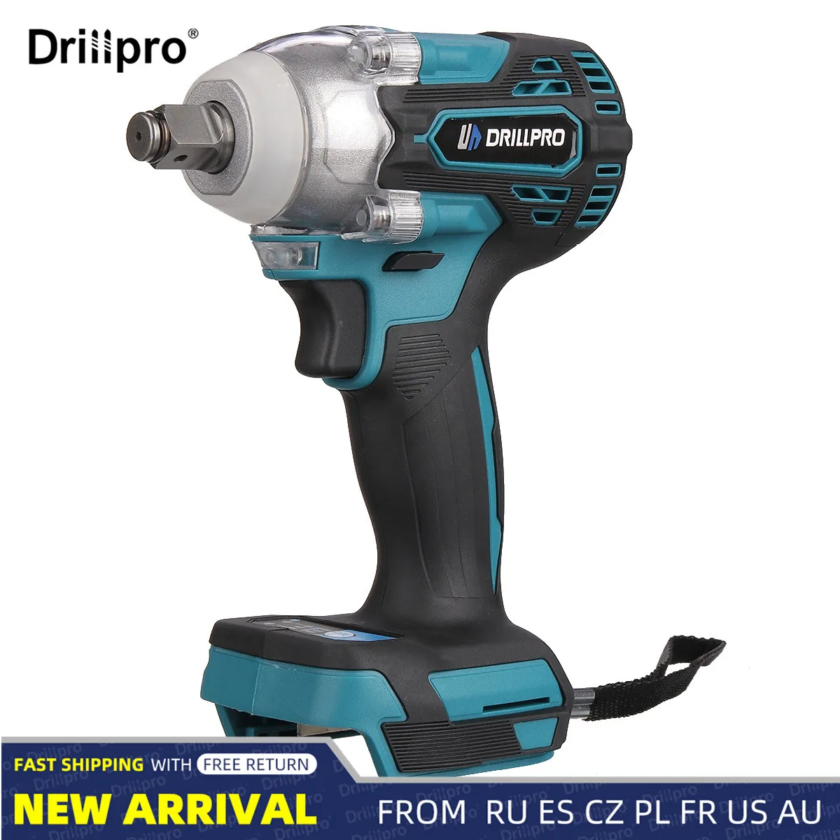Drillpro 브러시리스 전기 임팩트 렌치, 18V 배터리용 무선 렌치 전동 공..
