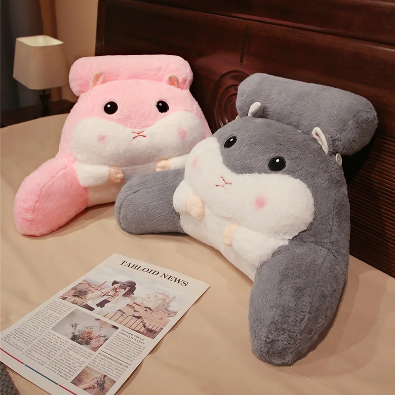 60/70cm Kawaii Hamster Mouse Lumbar Support Plush Toys Cartoon Stuffed Animal Soft Sofa Chair Cushion Bedside Pillow Home Decor