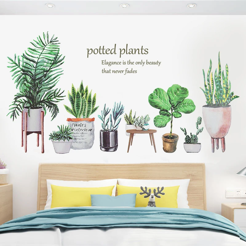 Sticker Muraux Plante Fleurs, Plante Autocollant Décoratifs, Sticker Mural Plante Tropicale Plinthe Autocollant Muraux Mural Stickers Décoration De Fenêtre Pour Chambre D'enfant, Salon, Chambre