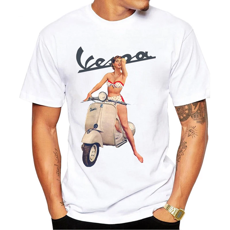 

Youth Fashion Summer New Vintage Vespa Riding Shirt Men's Hip Hop Classic Logo Oversized Casual Short Sleeve Shirt Comfortable