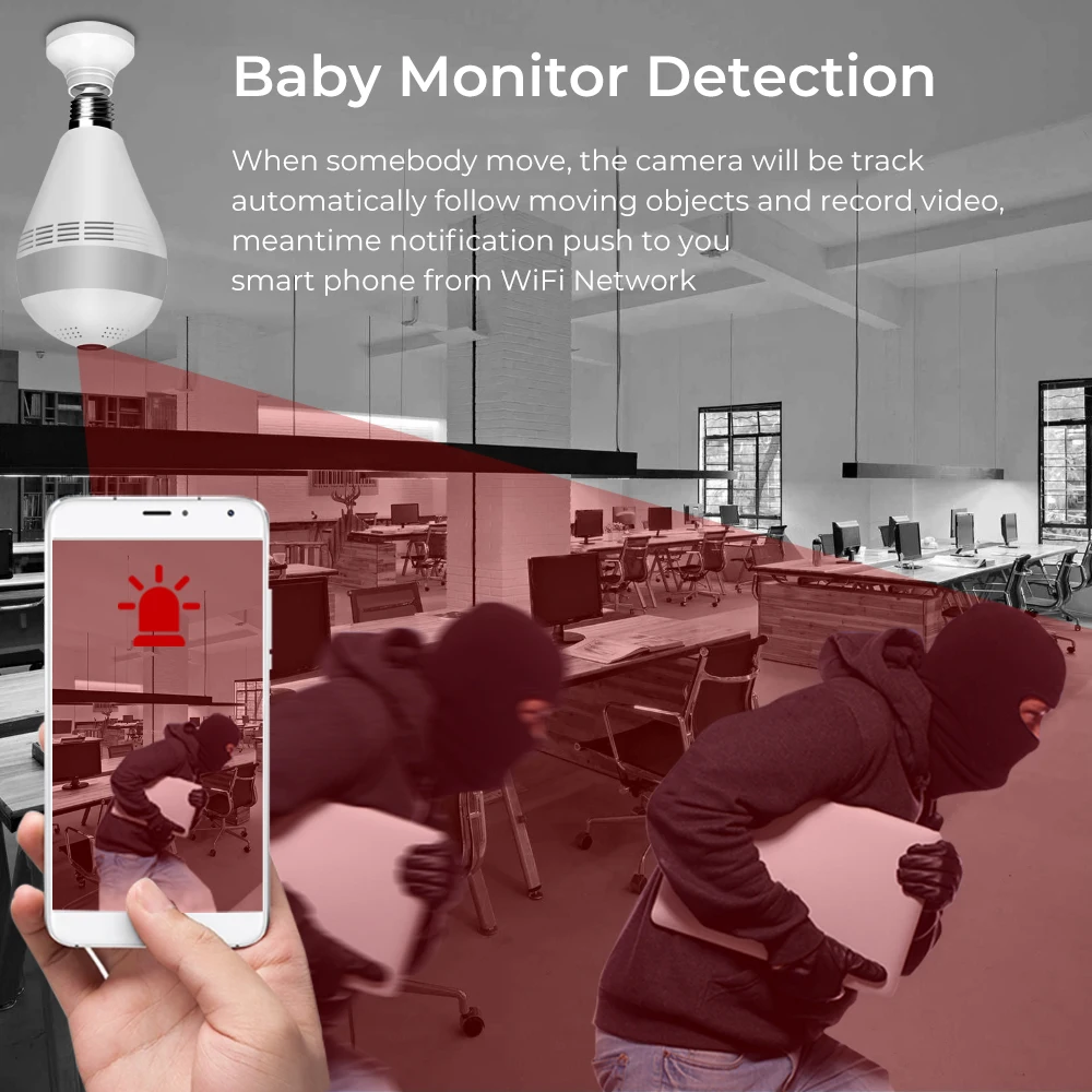 360° Fisheye Panoramic Bulb Wifi Camera wireless 1080p 2mp hd home security camera ip lighting night vision two audio lamp cameras Motion Detection 16 S150b7f9fc5404e7591f2040149fb92589