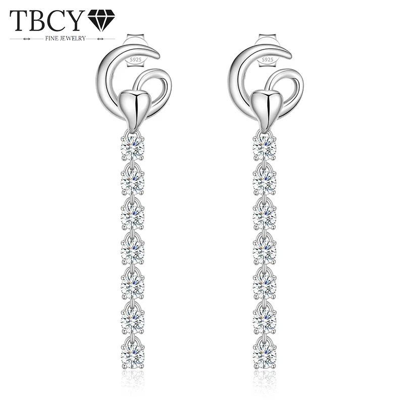 

TBCYD 1.4cttw D Color Moissanite Drop Earrings For Women S925 Silver Tennis Chain Long Tassel Dangle Earrings Party Fine Jewelry
