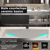 Bathroom Vanity - Bathroom Vanity with Sink, Floating Solid Wood Bathroom Vanity with Half Side Cabinet with Striped Door Panel 4