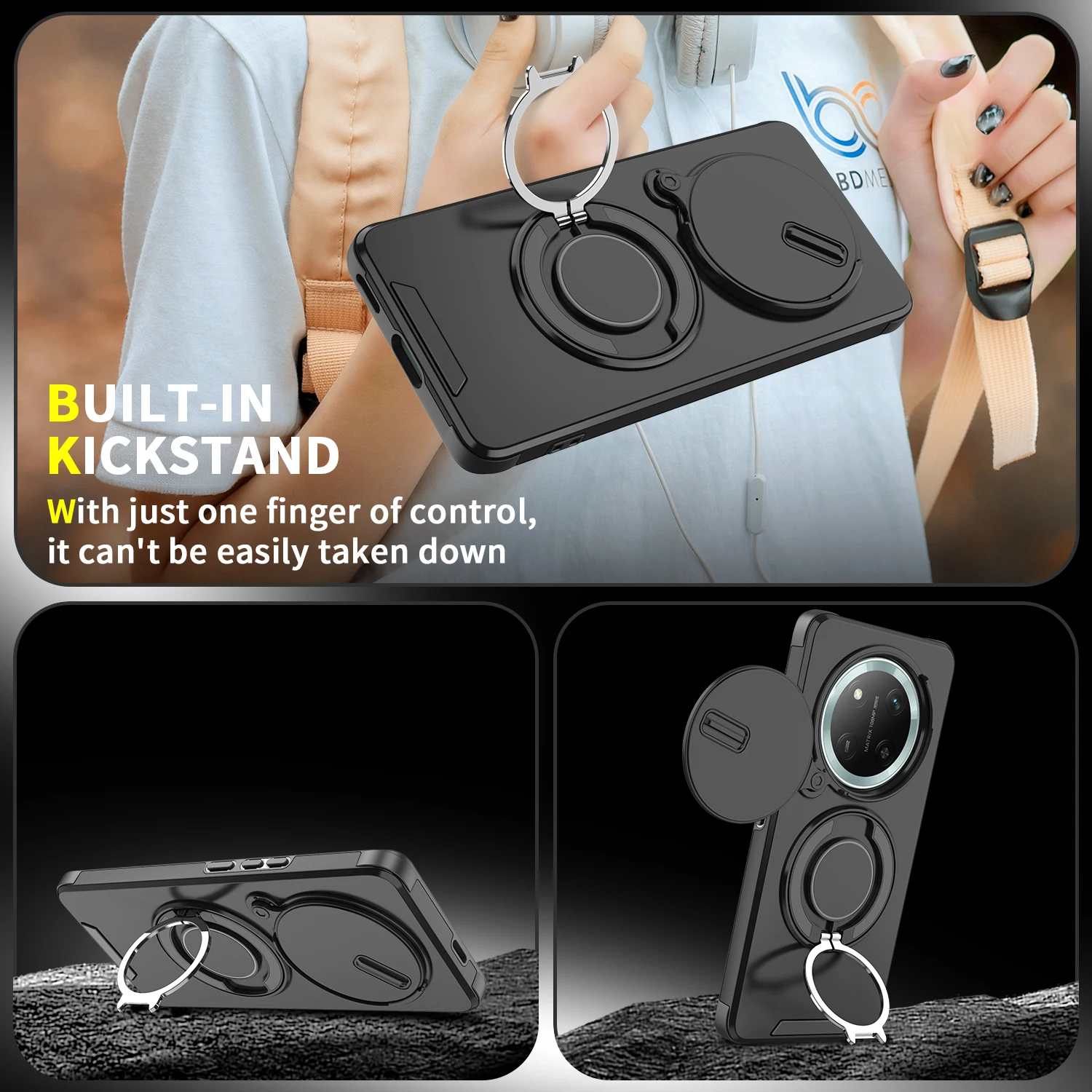 Enhanced Armor Case with Magnetic Bracket and Lens Protection - Shockproof Cover