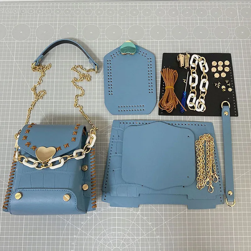 Easy Handmade Making Bag Set Hand Stitching Leather Craft DIY Bag Kit Sewing Material for Bag Handbag Accessories