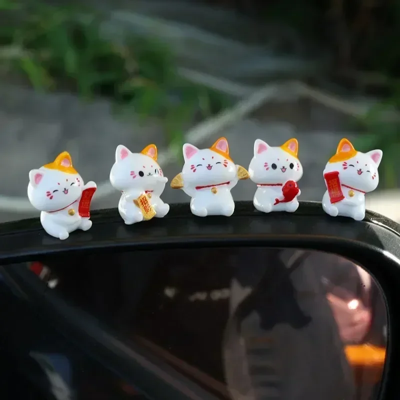 5/7PCS Cute Mini Fortune Cat Figurines Lovely Lucky Simple Realistic Cat Miniatures DIY Micro Landscape Creative Ornament 2025