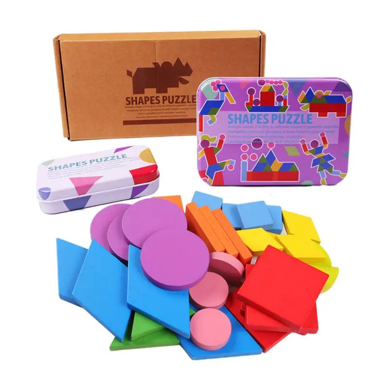 

Pattern Block Puzzles Kids Shape Pattern Blocks Kids Sorting And Stacking Brain Games Montessori Educational Toys For Toddlers