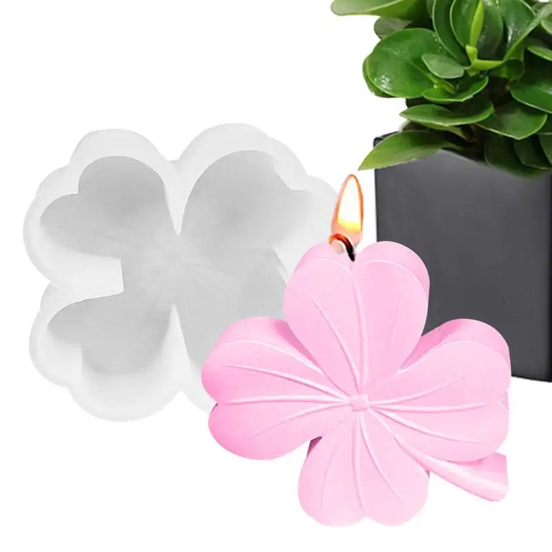 Lucky Shamrock Silicone Mold Four Leaf Silicone Lucky Fondant Moulds Epoxy Casting Resin Candle Mold Four-Leaf Shamrock Shape
