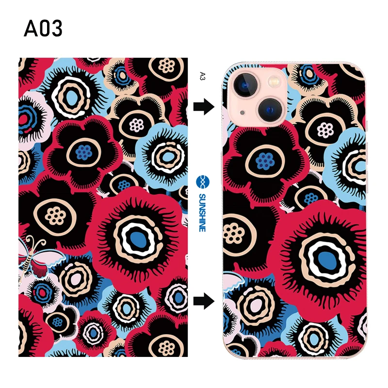 50PCs Sunshine Mobile Phone Skin Protective Back Film for Cutting Machine Embossed Print Back Cover Glass Protector Sticker