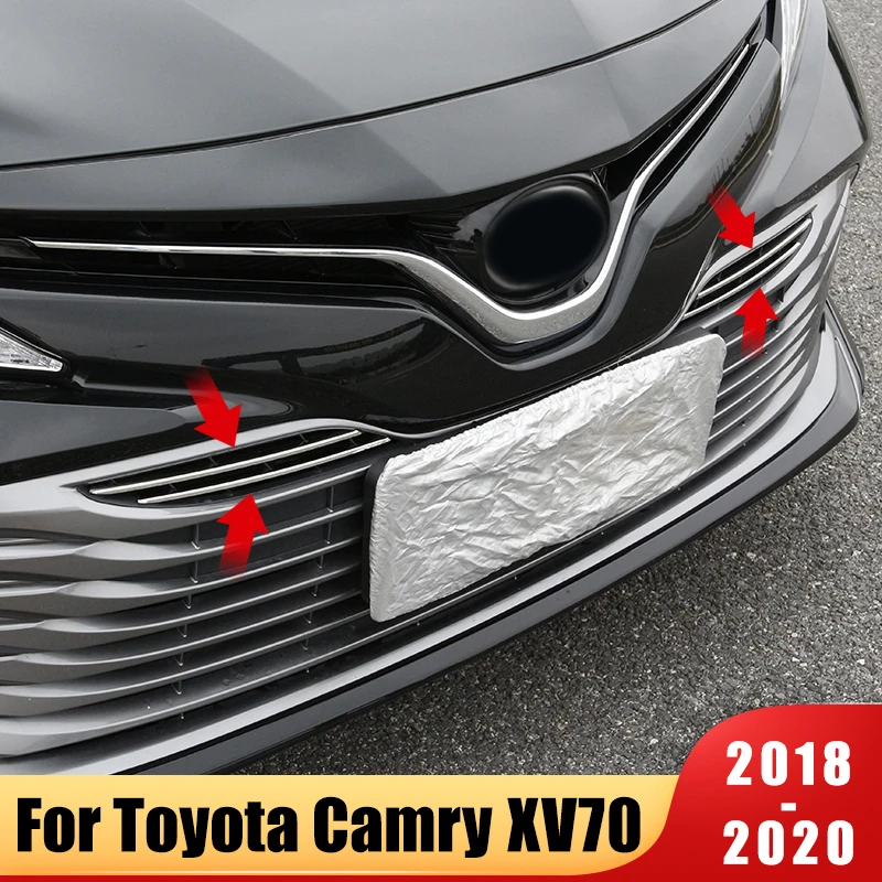 

Stainless Steel Front Racing Grills Grid Cover Trim Decorative Strips For Toyota Camry LE XLE Hybrid 2018 2019 2020 Accessories