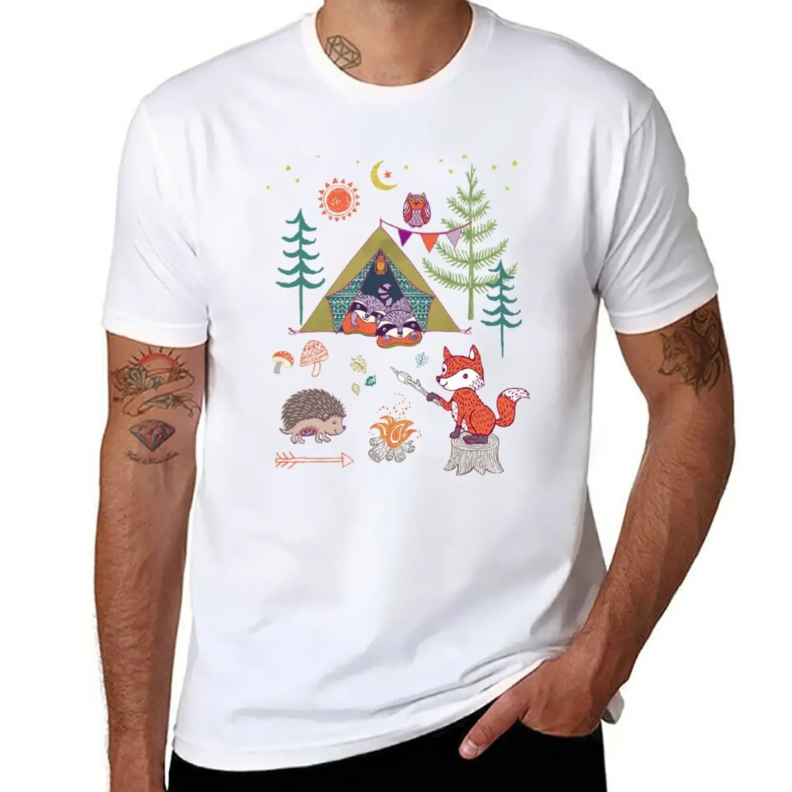 

Woodland Animals Campout T-Shirt quick-drying heavyweights men workout shirt