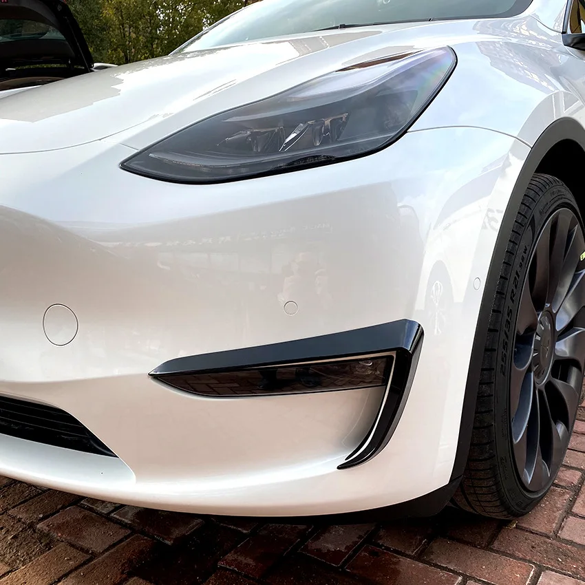 2020 To Up per Tesla Model Y paraurti anteriore Spoiler fendinebbia cappe Trim Cover Air Knife Splitter Body Kit Tuning By Glossy Black