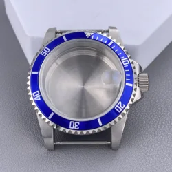 Vintage 39.5MM GMT/SUB Watch Case with 120 - Click Bezel & Sapphire Glass - Cyclops - Solid back (SUB - Aluminum Bezel09)