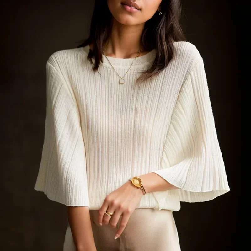 

Elegant Half Sleeve White Shirts Women Knitted Shirt Korean Fashion Batwing Sleeve Blouse Loose Tops Casual Clothes Blusas 27618