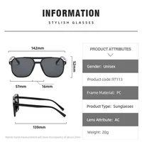 Fashionable Large Frame Retro Sunglasses, New Ocean Film Double Bridge Rice Nail Design, Anti-UV Sun Protection Eyewear 2