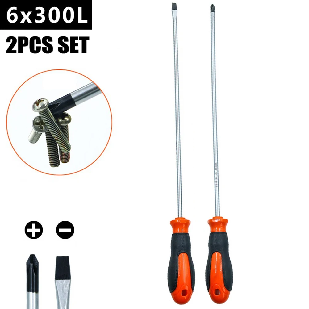 12-Inch Slotted Screwdriver with Ergonomic Rubber Handle