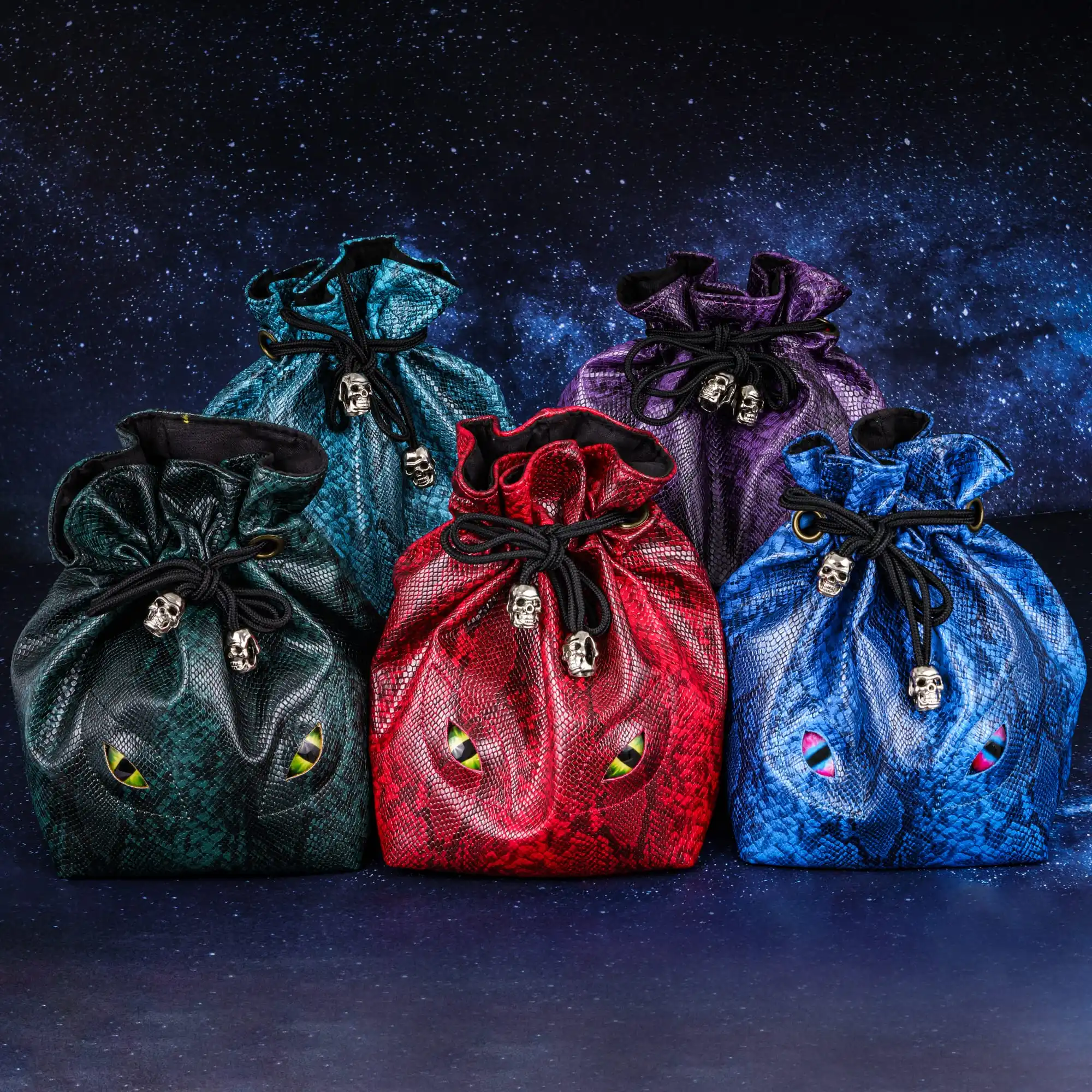 Cusdie Drawstring Dice Bag with Dragon's eyes Big Leather Storage Pouch DND Polyhedral Dices Holder Store Up to 100+ Dices