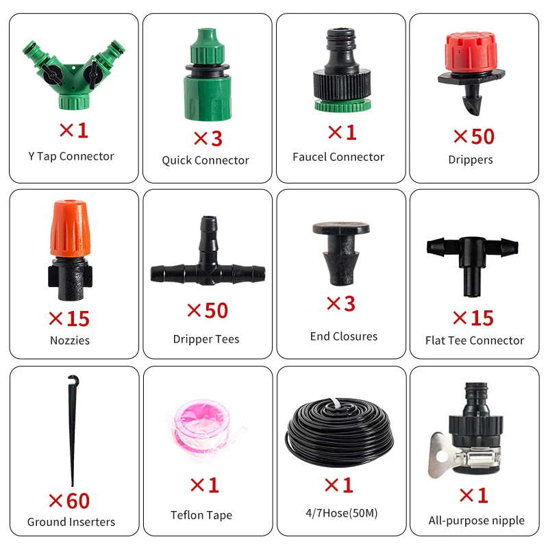 10-50M DIY Drip Irrigation System Kit Garden Automatic Hose Micro