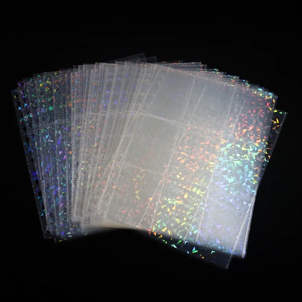 

5PCS/Lot glass laser Holographic transparent 9 pockets sheets Board game trading badge card protector the magical collection