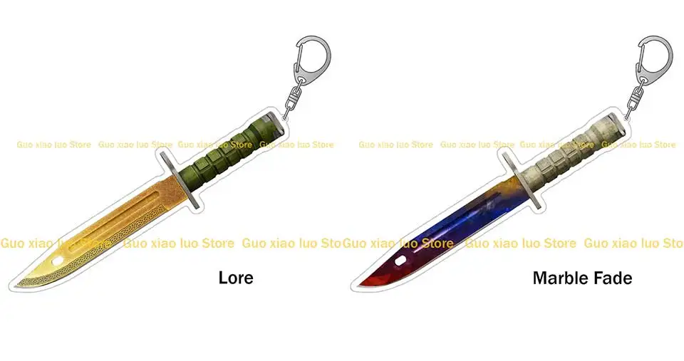GuoXiaoLuo CS GO Spiel Waffe Bajonetthäute Gamma Doppler Slaughter Boreal Forest Case Gehärtetes Acryl Schlüsselanhänger Taschenanhänger Geschenk – Detail 9