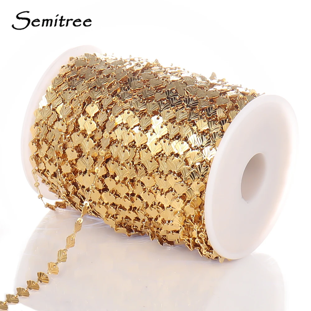 Semitree 1 Meter Edelstahl-Muschelketten für DIY-Schmuckherstellung, Zubehör, Halsketten, handgefertigte Armbänder