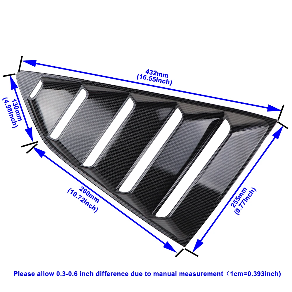 2PCS Car Rear Window Shutter Cover Spoiler Fit for Chevrolet Chevy Camaro 2016-2022 Quater Window Louvers Side Vent Trim