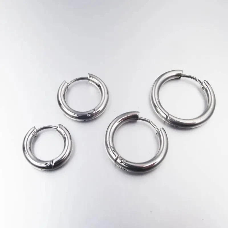 2 Pieces 4mm thickness Stainless Steel Earring Cute Big Crude Circle Earring Hoop Earrings Huggie Jewelry Men Women