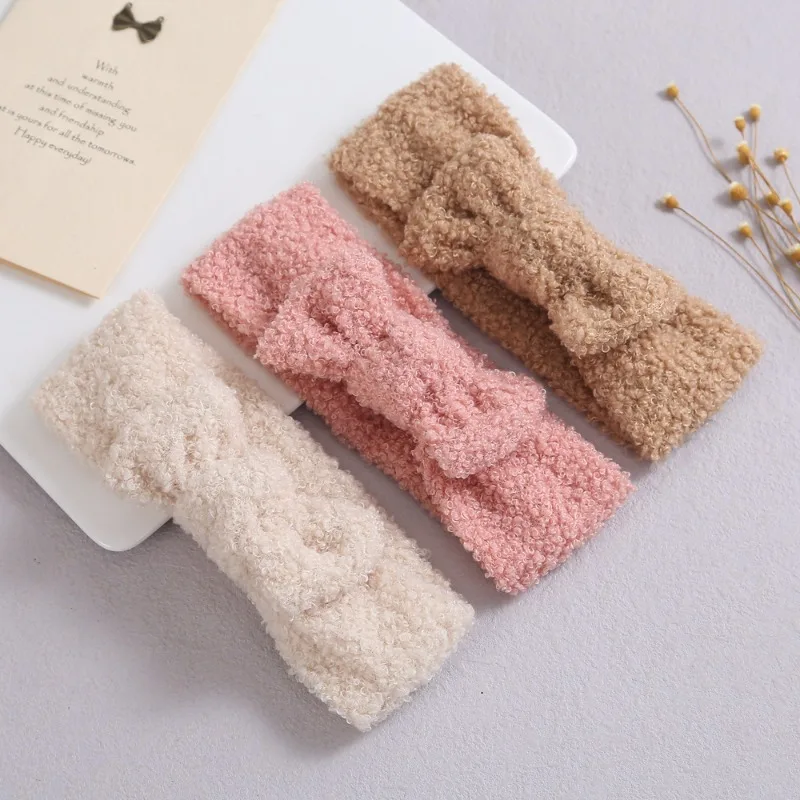 Autumn/Winter Double-Layer Large Bow Elasticated Soft Headband Baby Headband Children's Plush Hairband Kids Headwear