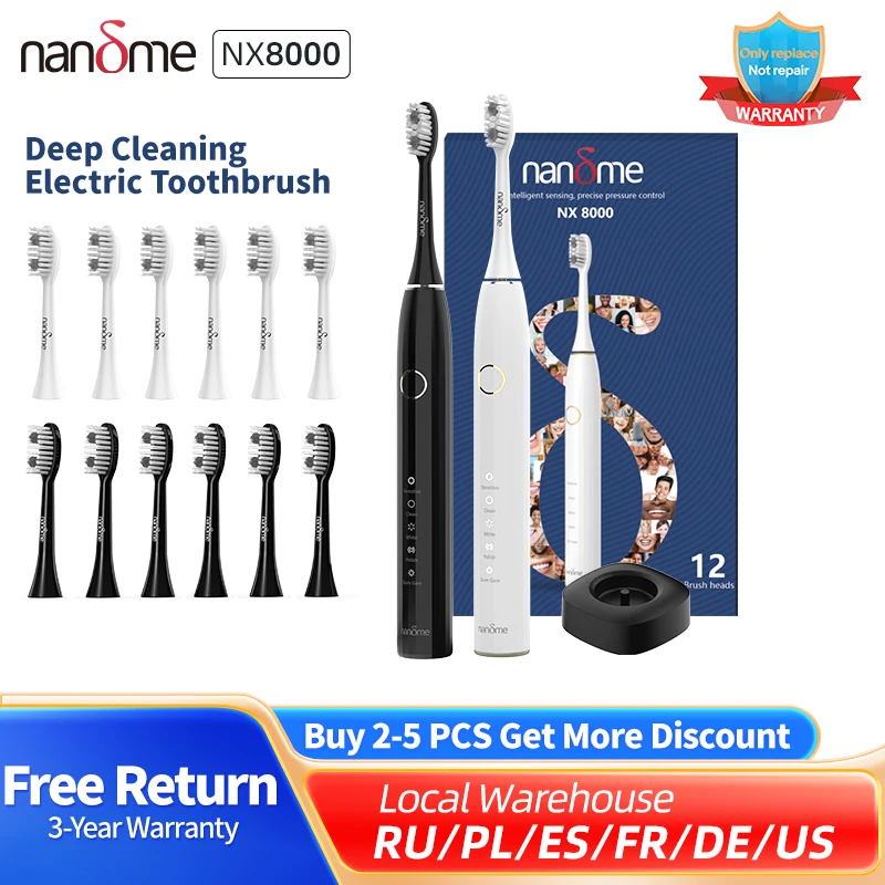 

Nandme NX8000 Smart Sonic Electric Toothbrush IPX7 Waterproof Micro Vibration Deep Cleaning Whitener Without Hurting Teeth