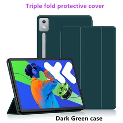 Premium PU Leather Flip Stand Cover for Xiaoxin Pad12.7 2025 (Tri Fold Dark Green)