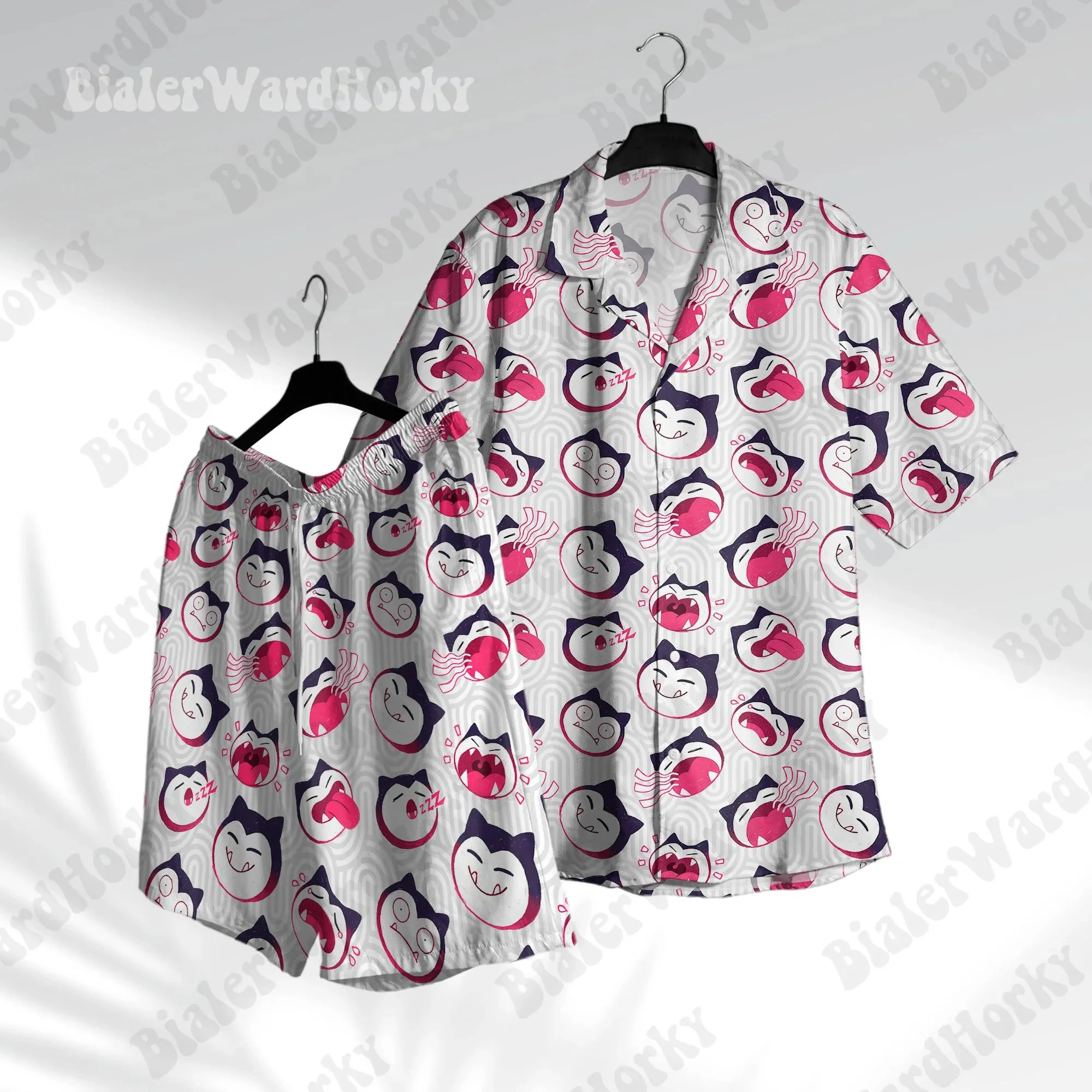 Snorlax Chubby Face Hawaiian Shirt Pokémon Anime Grafik-T-Shirt Sommer Sport Herren T-Shirt Kinderbekleidung T-Shirt Y2k Frau ﻿