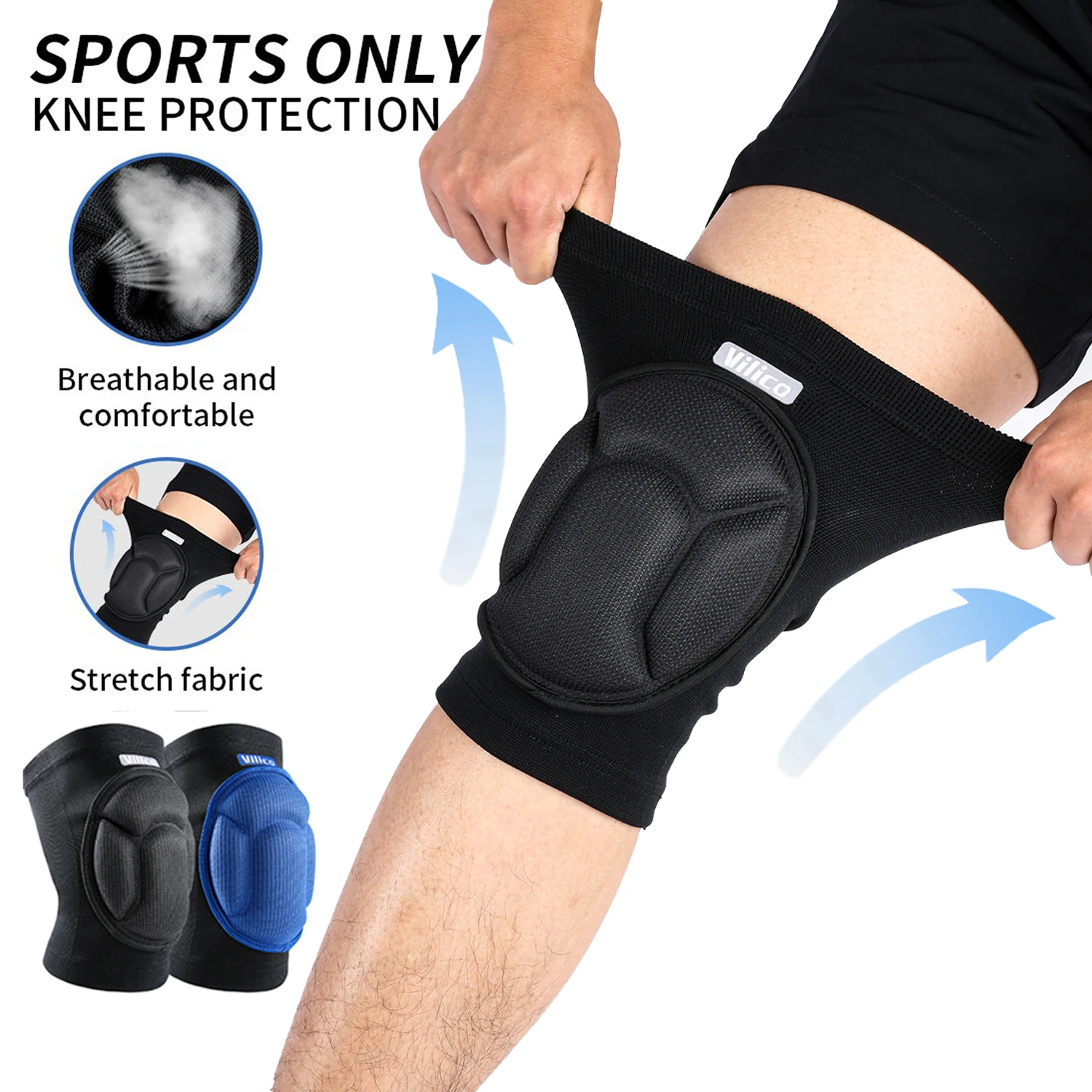 2 PC Collision Knee Pads Fitness Basketball Running Cycling Sports Knee ...