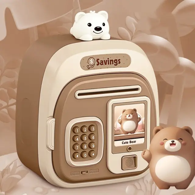 Password Lock Automatic Roll-Up Savings Bank Voice Reminder Fingerprint -Protected Children Money Boxes Storage Box Cartoon 2