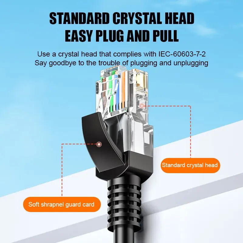 Ethernet Cable RJ45 Connector Network Extension Cat 5 Channel UTP 4Pairs 24AWG Patch Cord Accessories