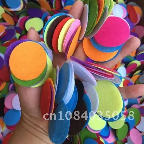 

Colorful Round Felt NonWoven Cotton Fabric Sewing Accessory Pet Doll Scrapbook Home Wall Sticker Handmade Cra 200pc 1.5/2.5/3cm