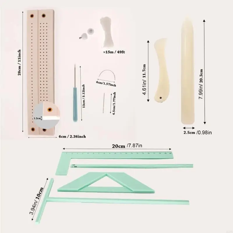 12PB Bookbinding Ruler Set L Shaped Ruler T Shaped Space Scrapbooking Tool Set Bookbinding Kits Binding Accessories