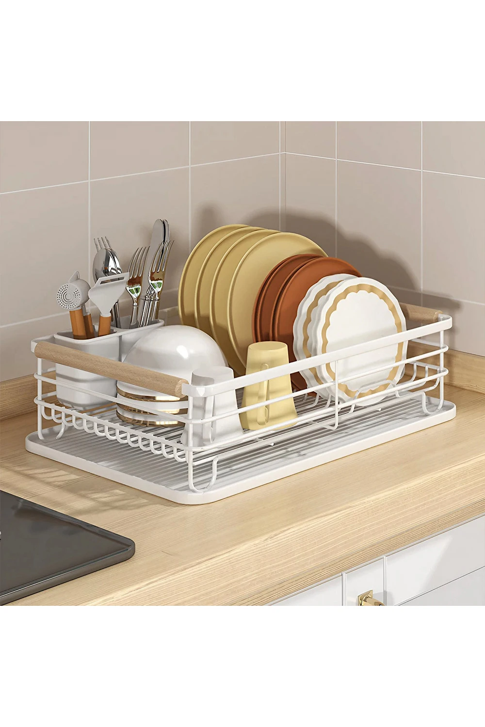 White Iron Dish Drainer dish draining rack Kitchen countertop storage rack: 3 - 5 Days Free Delivery Only UK
