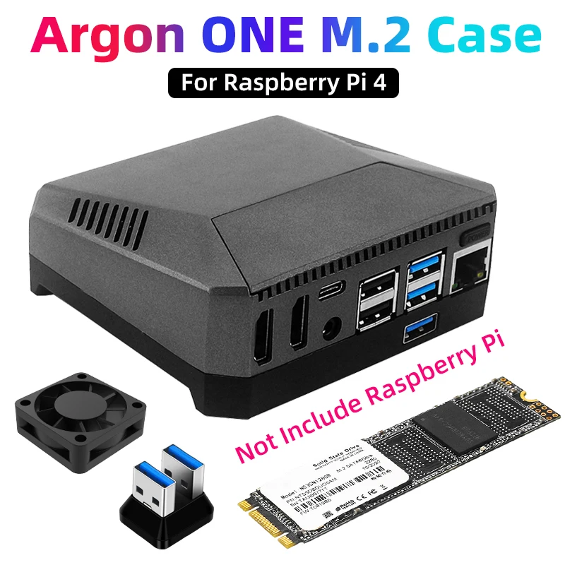 Argônio Um-caixa de Alumínio para Raspberry pi Modelo b M.2 Sata Ssd para Usb 3.0 Uasp Suporte Ventilador Embutido Rpi 4