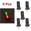 5Pcs HO Scale 2 Aspects Railroad LED Dwarf Signals 3 Lights Block Signal Lamp 3V/12V Model Train Signals Garden Decoration 27mm 2