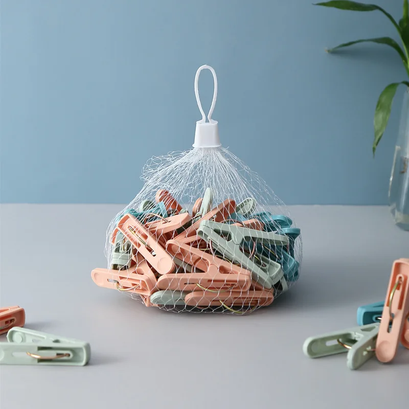 

30pieces Clothes Hanging Clips Household Plastic Clothes Pegs Windproof Fixing Clip Strong Laundry Storage Airing Socks