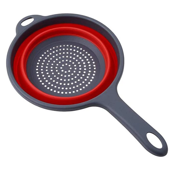1pcs Foldable Silicone Colander Fruit Vegetable Washing Basket Strainer with Handle Strainer Collapsible Drainer  Kitchen Tools 
